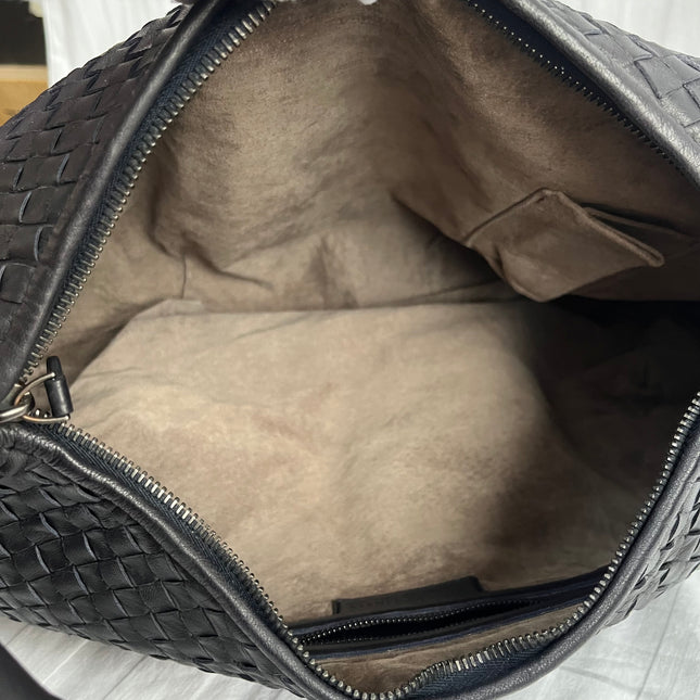 Bottega Veneta Belly Hobo Intrecciato Black Leather Maxi 50cm