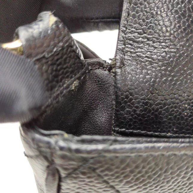 Chanel Single Flap Black Caviar Leather Vintage 24k Gold