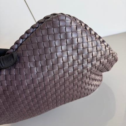 Bottega Veneta Veneta Intrecciato Hobo Bag Large Dark Chocolate Brown Lambskin leather 47cm