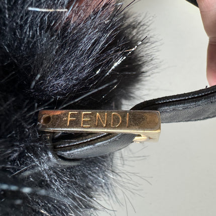 Sold Fendi Baguette Black Furry Pink Interior Shoulder Bag