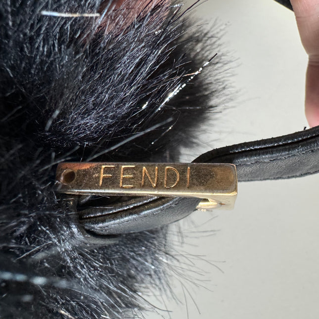 Sold Fendi Baguette Black Furry Pink Interior Shoulder Bag