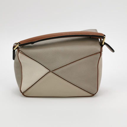 Loewe Puzzle Mini Tricolor Grey Calfskin Leather Crossbody Bag