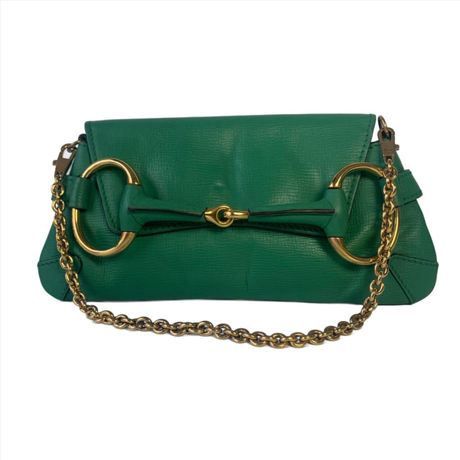 Sold Gucci Horsebit 1955 Chain Shoulder bag Small Green Leather-Luxbags