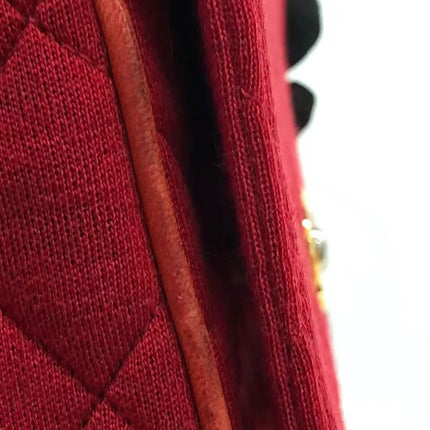 Chanel Mini Top Handle Bag Red Fabric Gold Hardware