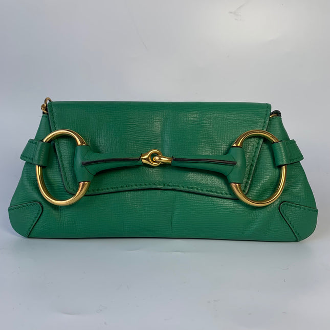 Gucci Horsebit 1955 Chain Shoulder bag Small Green Leather