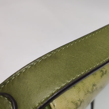 Dior Vintage Double Saddle Green Ostrich Leather Gold Hardware