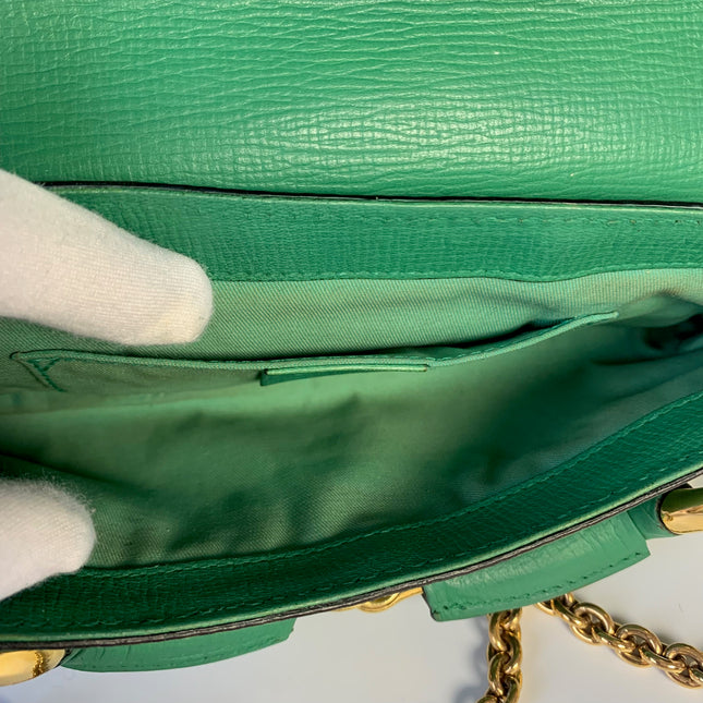 Gucci Horsebit 1955 Chain Shoulder bag Small Green Leather