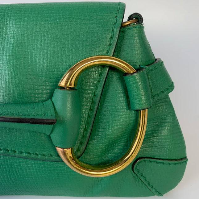 Gucci Horsebit 1955 Chain Shoulder bag Small Green Leather