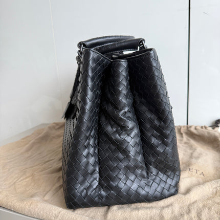 Bottega Veneta Roma Large Intrecciato Nappa Leather Black 35cm