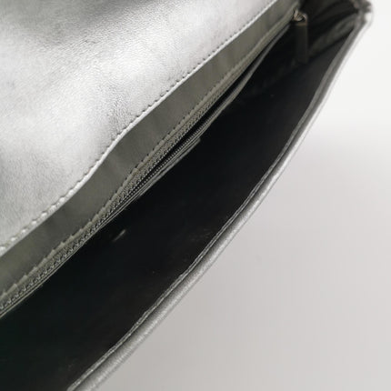 Chanel Ice Cube Chocolate Bar Classic Flap Metallic Silver PVC with Leather