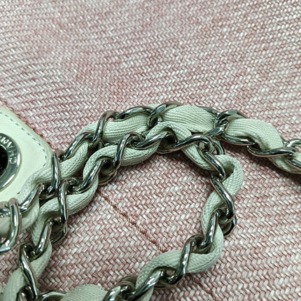 Chanel Deauville Tote Medium Pink Denim White Leather Top Handle