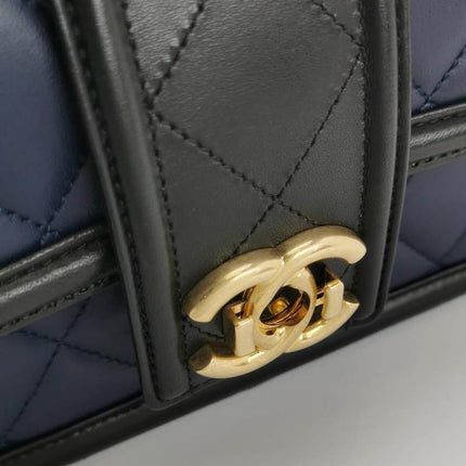 Sold Chanel Elegant CC Flap Bag Navy Black Quilted Medium