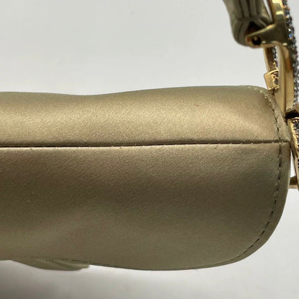 Dior Saddle Mini Silk Handbag Light Gold with Crystals