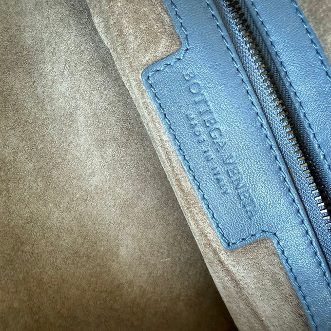 Bottega Veneta Veneta Ash Blue Navy Intrecciato Leather Bag 40cm