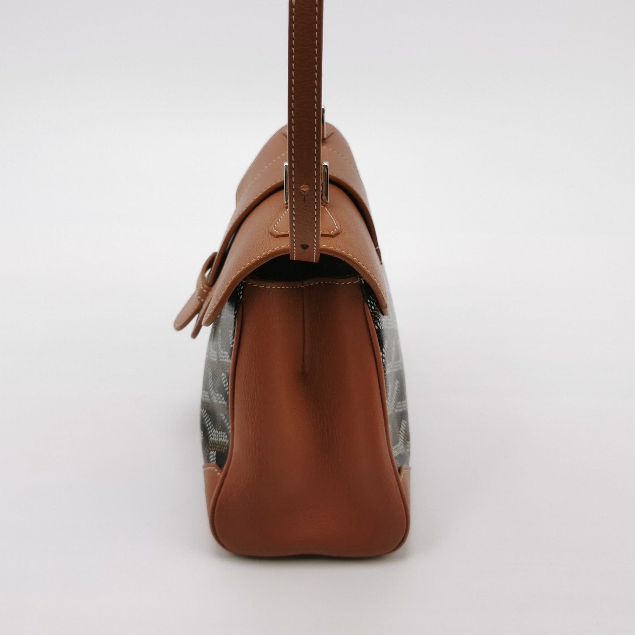 Goyard Saigon Mini Brown Canvas and Leather Wooden Top Handle