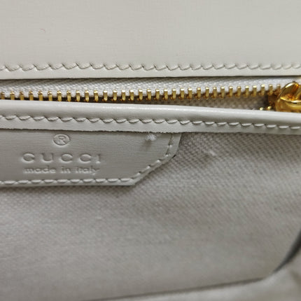Gucci Bamboo 1947 Top Handle Bag Small White Box Leather Canvas Strap