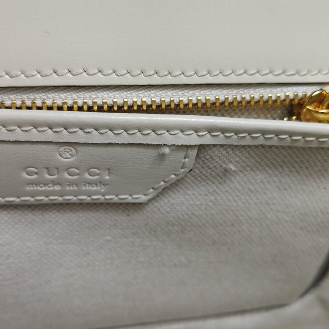 Gucci Bamboo 1947 Top Handle Bag Small White Box Leather Canvas Strap