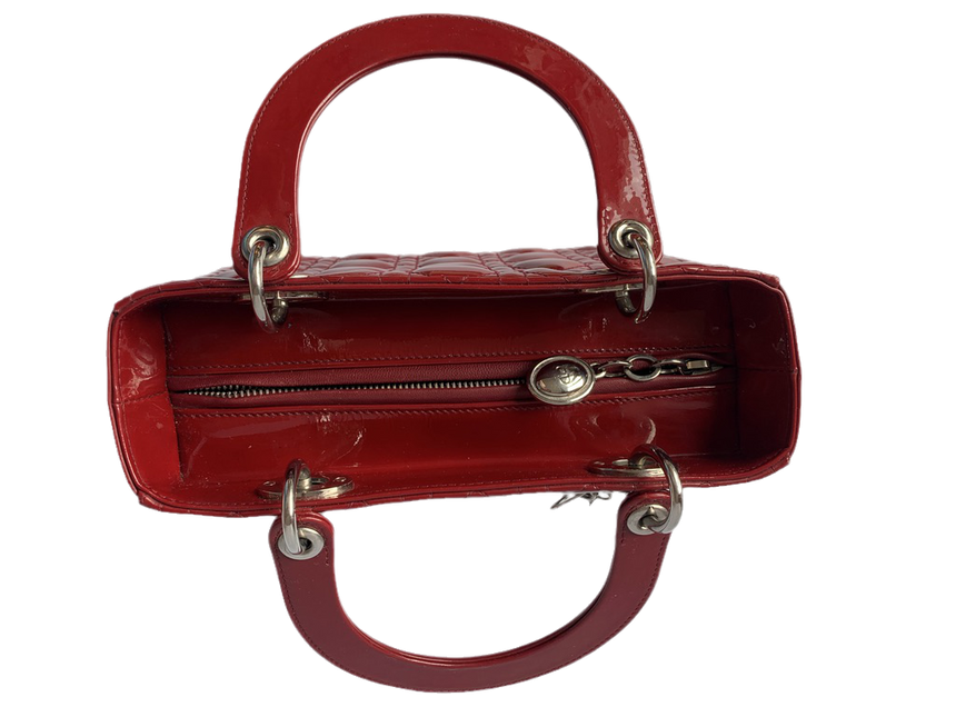 Sold Lady Dior Medium Bag Red Patent Leather
