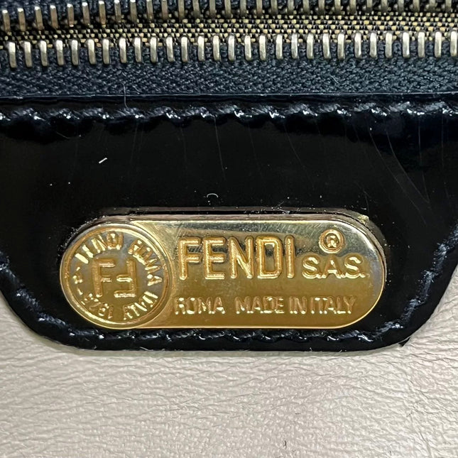 Fendi Baguette Black Patent Leather Gold Hardware Shoulder Bag