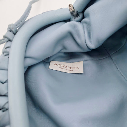 Bottega Veneta Pouch Mini Intrecciato Blue Lambskin Leather Crossbody Bag