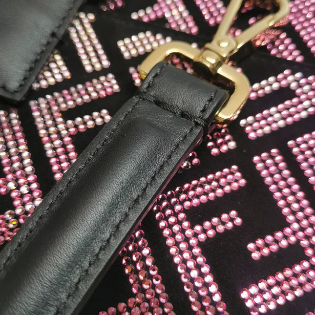 Fendi x Versace Baguette Black Suede With Multi-color Crystal Embellishment