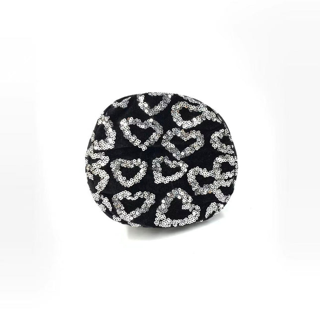 FENDI Mini Bucket White Heart Shaped Sequin Black Bag