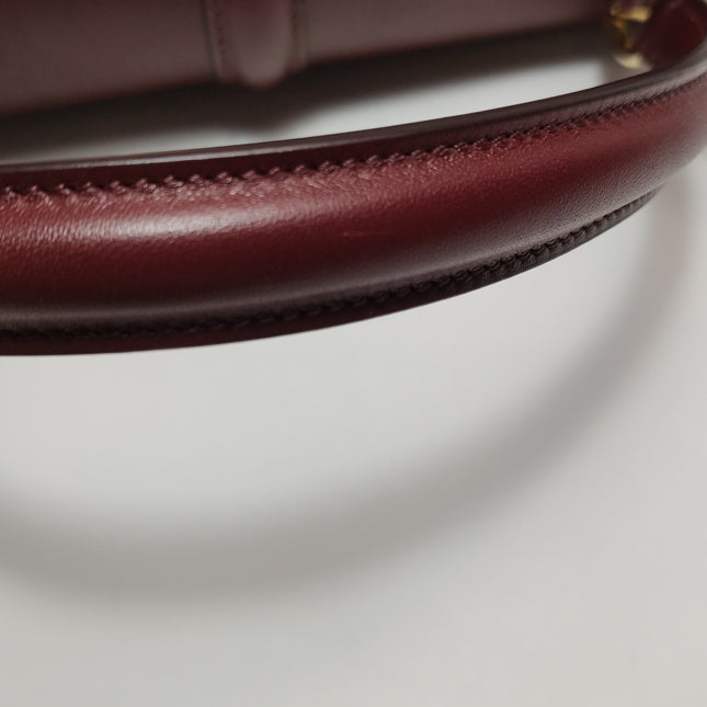 Celine 16 Bag Medium Burgundy Smooth Calfskin Leather With Strap