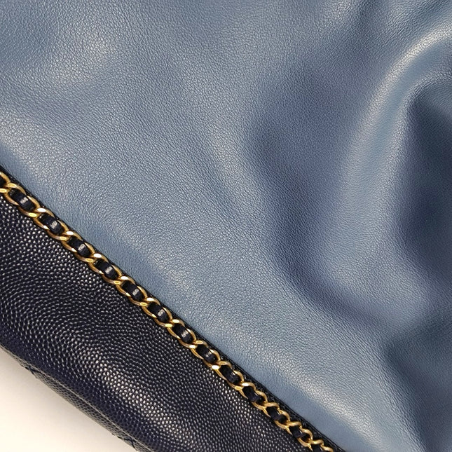 Chanel CC Lovely Chained Bucket Bag Lambskin Leather Navy Gold HW, 2018-19