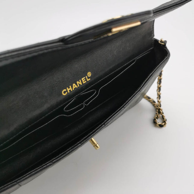 Chanel East West Chocolate Bar Black Leather