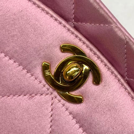 Chanel Diana Flap Bag 1990 Mini Pink Silk Satin Bijou Chain