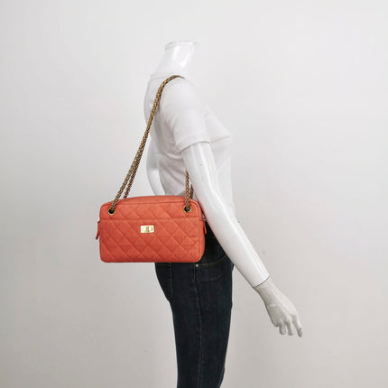 Sold Chanel 2016 Canvas Quilted Small 2.55 Mademoiselle Camera Case Bag Orange