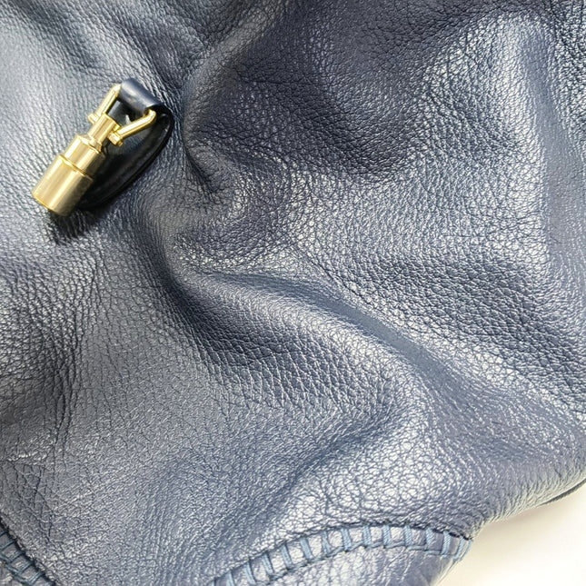 Gucci Jackie Soft Large Navy Leather Shoulder Bag With Strap