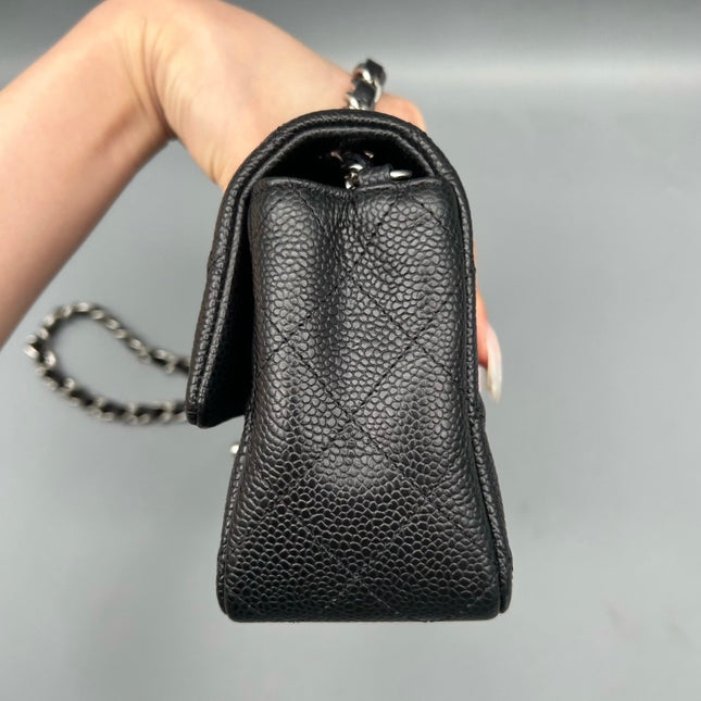 Chanel Classic Flap Mini Black Caviar Silver Hardware 2017-18