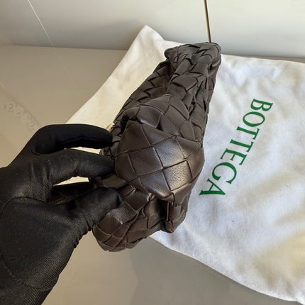 Bottega Veneta Jodie Mini Fondant Dark Chocolate Brown Lambskin Leather Clutch Bag