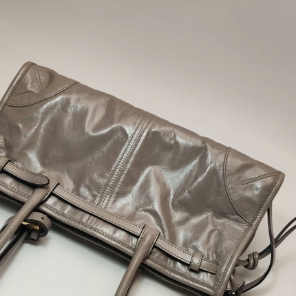 Prada Bonnie Medium Soft Lux Grey Shiny Calfskin Leather Shoulder Bag