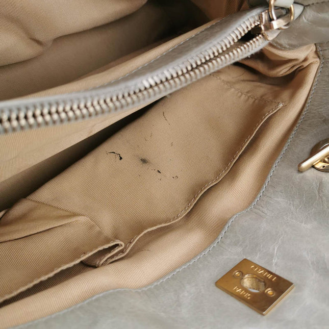 Sold Chanel 2012 In The Mix Shopping Tote Bag with Handle Grey Quilted Leather
