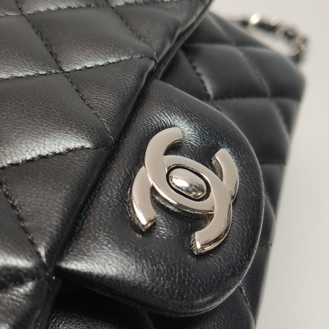Chanel Classic Flap Mini Black Lambskin Silver Hardware