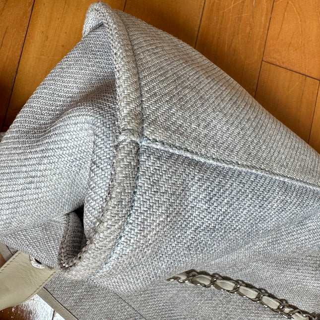 Chanel Deauville Tote Medium Light Blue Grey Denim Top Handle 2013-2014