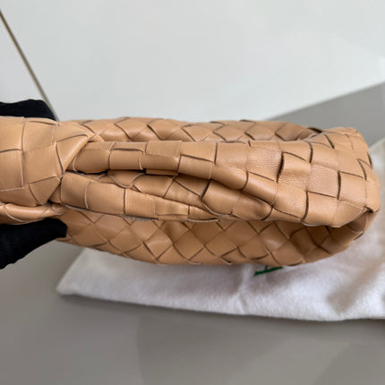 Bottega Veneta Jodie Mini Almond Beige Lambskin Leather Clutch Bag