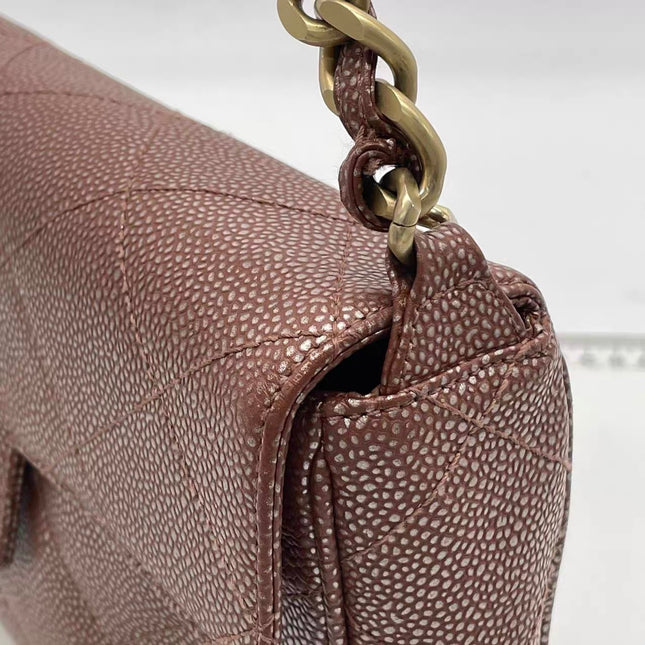 Chanel Vintage Medium Iridescent Brown Caviar Leather Shoulder Bag Gold Hardware