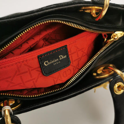 Lady Dior Vintage Medium Black Suede Leather Gold Hardware 1997