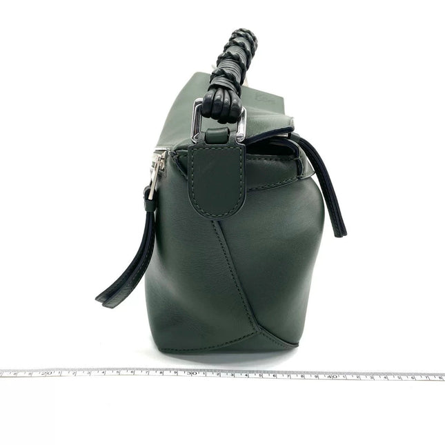 Loewe Puzzle Edge Braided Handle Small Dark Green Nappa Calfskin leather Crossbody bag