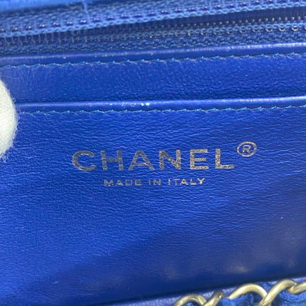 Chanel Classic Flap Mini 2013 Blue Silk Satin Gold Hardware