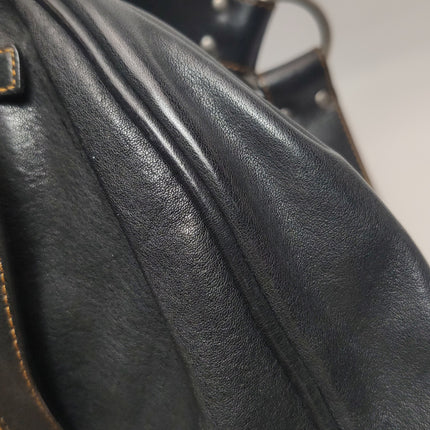 Dior Vintage Gaucho Large Black Leather Crossbody Bag
