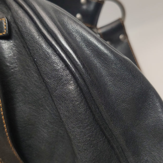 Dior Vintage Gaucho Large Black Leather Crossbody Bag