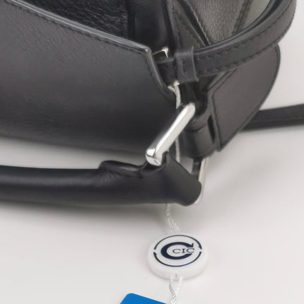 Loewe Puzzle Small Black Grained Leather White Logo