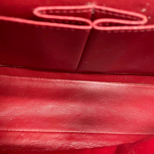 Chanel Classic Flap Medium 2011 Red Patent Leather Silver Hardware