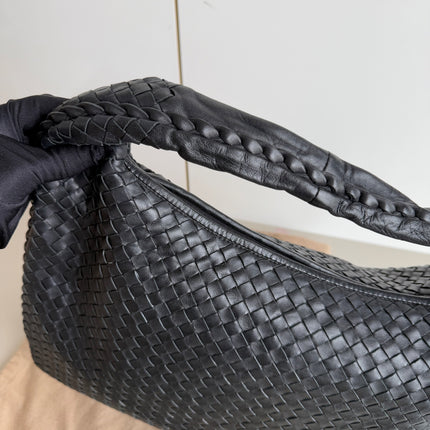 Bottega Veneta Intrecciato Hobo Bag Medium Black Leather 47cm
