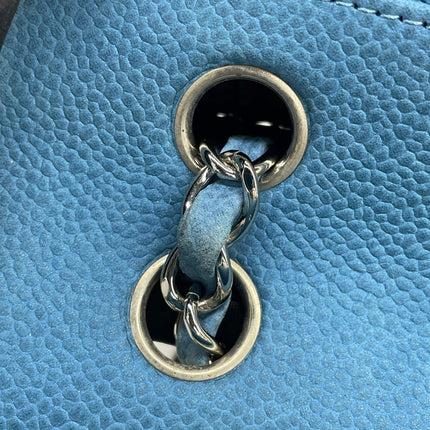 Chanel Timeless Classic Flap Medium Light Blue Caviar Leather Silver Hardware