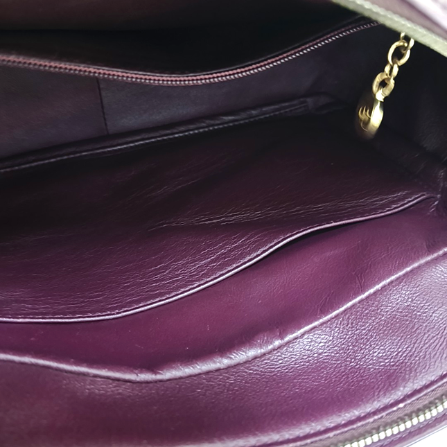 Chanel Petite Shopping Tote PTT Burgundy Lambskin Leather Gold-Tone Chain Shopping Bag